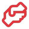 Minimalist red hand graphic