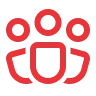 Red abstract people icon on black background
