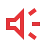 Audio notification icon in red and black